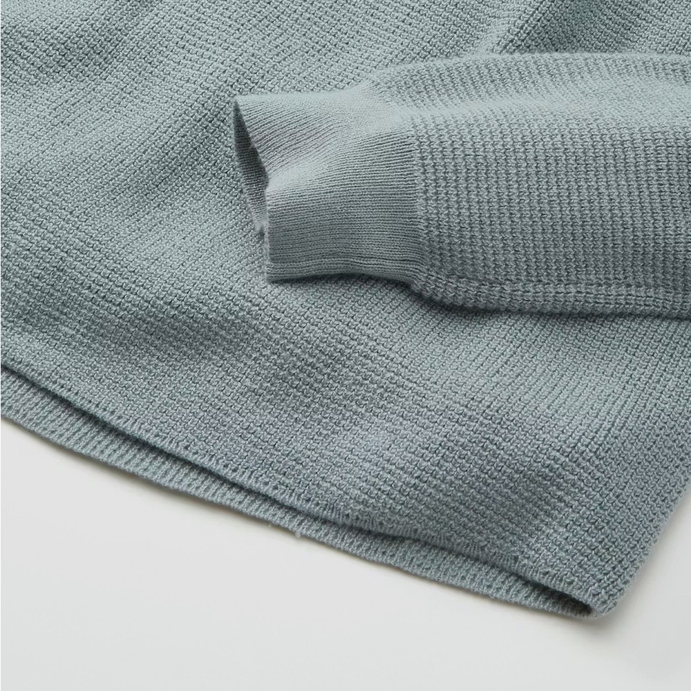 Marine Layer Teal Henley Sweater XXL Re-Spun Organic Cotton Knit Raglan Button - Picture 3 of 9